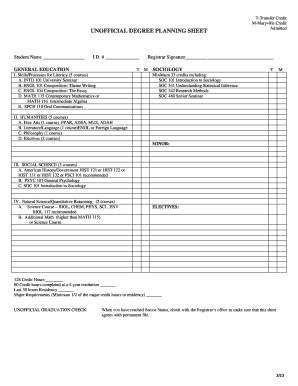 Unofficial Degree Planning Sheet