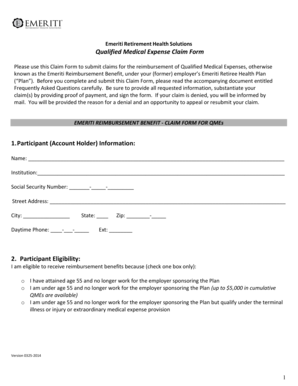 Emeriti Reimbursement Benefit Claim Form