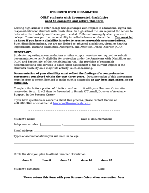 Student Disability Accommodation Form