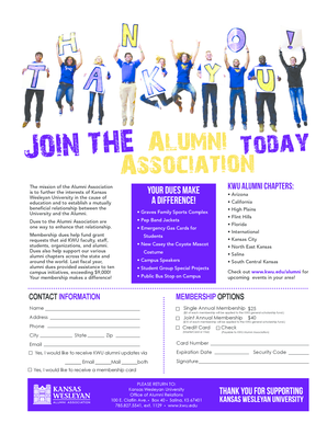 Kansas Wesleyan University Alumni Membership Form