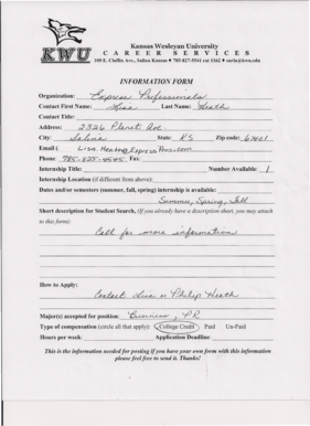 Internship Information Form