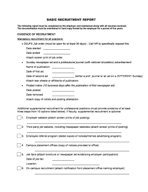 Evidence of Recruitment Form