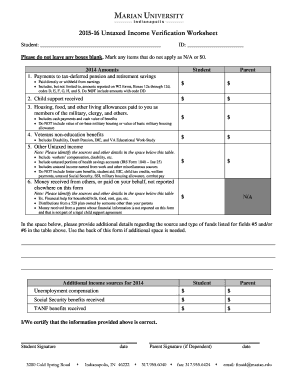 2015-16 Untaxed Income Verification Worksheet