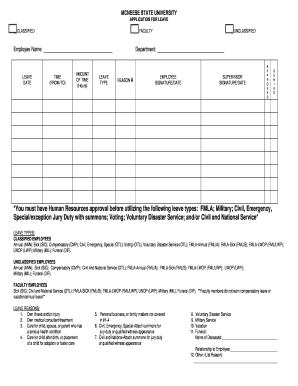 McNeese State University Leave Application