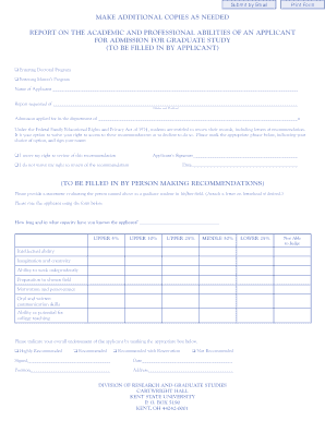 Graduate Study Recommendation Form