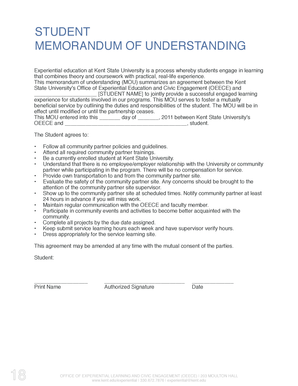 Student Experiential Learning Agreement