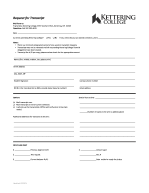 Request for Transcript Form