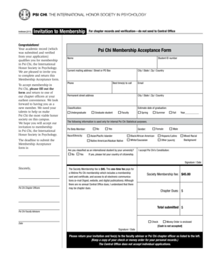 Psi Chi Membership Acceptance Form