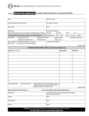 Psi Chi Membership Application