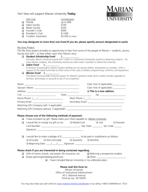 Marian University Donation Form