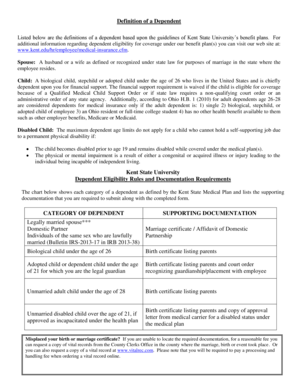 Kent State University Dependent Eligibility Verification Form