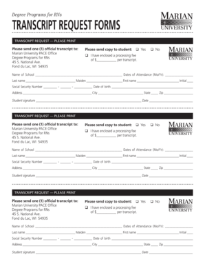 Transcript Request Form for RNs