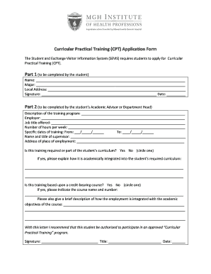 Curricular Practical Training Application Form