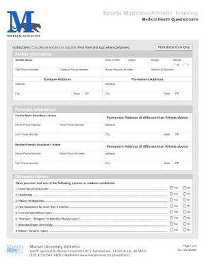 Marian University Athletics Consent Form