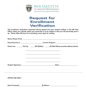 Student Enrollment Verification Request Form