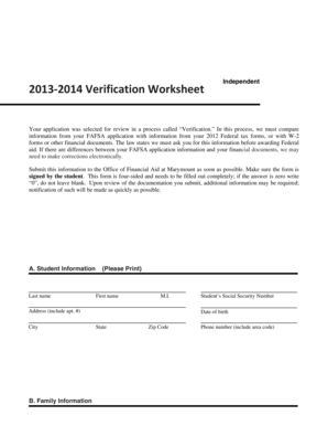 2013-2014 Verification Worksheet