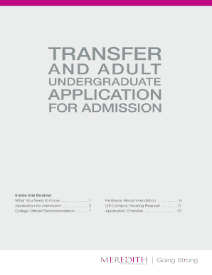 Meredith College Transfer and Adult Undergraduate Application