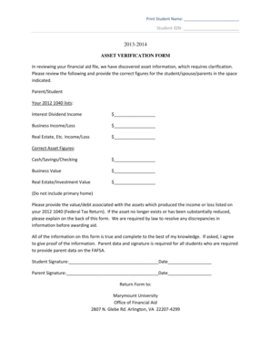 Asset Verification Form