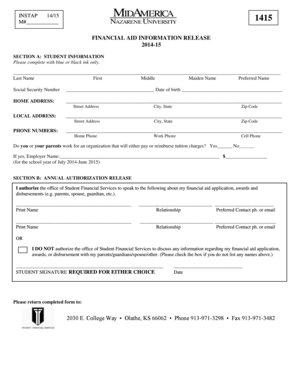 Financial Aid Information Release Form