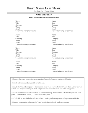 Professional Reference Form