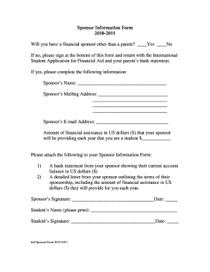 Sponsor Information Form