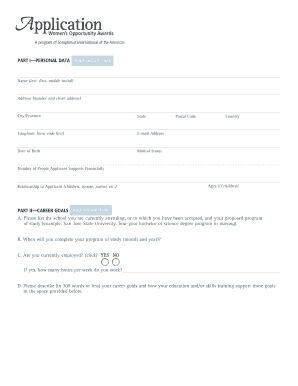 Soroptimist Women's Opportunity Awards Application