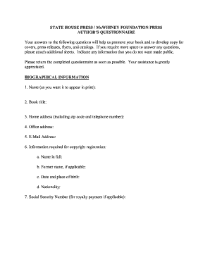 Author's Questionnaire