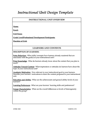 Instructional Unit Design Template