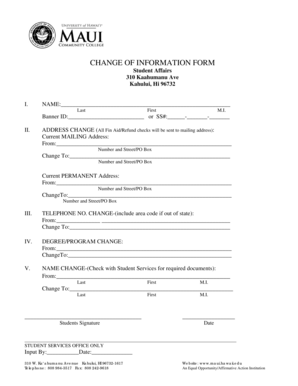 Change of Information Form