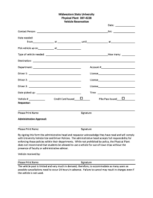 Vehicle Reservation Form