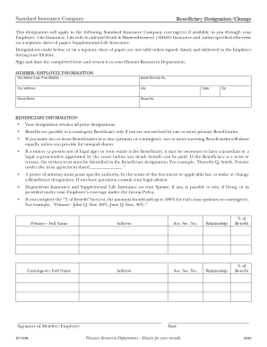 Standard Insurance Beneficiary Designation Form