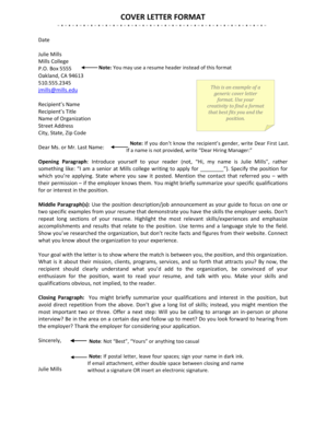 General letter format - COVER LETTER FORMAT - millsedu