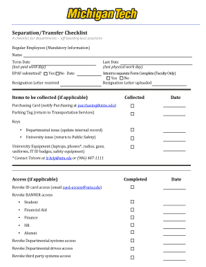 Employee Separation/Transfer Checklist