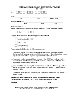 Federal Perkins Loan Application