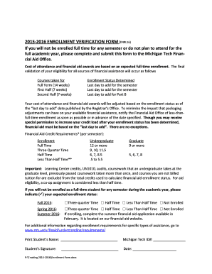 2015-2016 Enrollment Verification Form