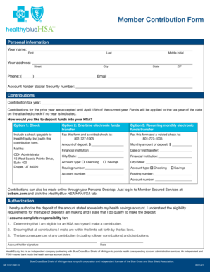 Health Savings Account Contribution Form