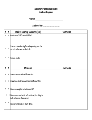Assessment Plan Feedback Matrix