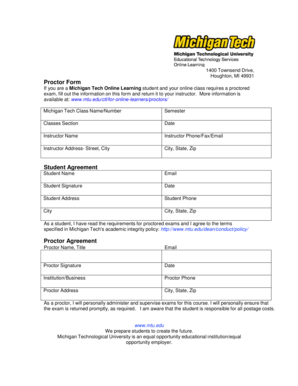 Michigan Tech Proctor Form