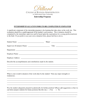 Internship Evaluation Form