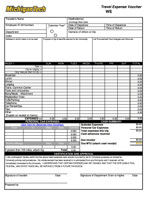 Michigan Tech Travel Expense Voucher
