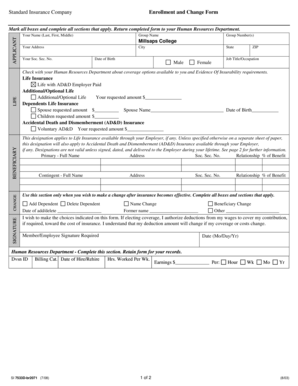 Standard Insurance Enrollment Form