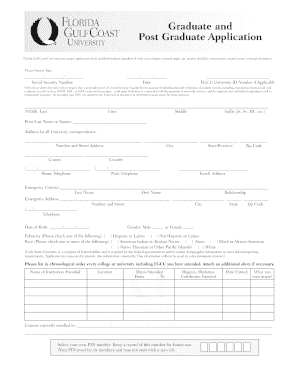 Florida Gulf Coast University Graduate Application