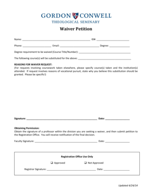 Commercial photography contract - Waiver Petition Name: ID#: Phone: Email: Degree: Degreerequirementtobewaived(CourseTitle/Number): Thefollowingcourse(s)willbesubstitutedfortheabove: REASONSFORWAIVERREQUEST: (For requests involving coursework taken elsewhere, please specify