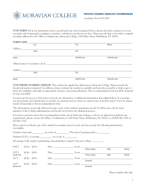 Principal’s Recommendation Form