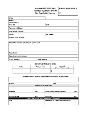 Morgan State University Reimbursement Form