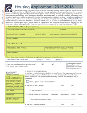 Missouri Baptist University Housing Application
