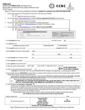 Federal Direct Parent PLUS Loan Request Form