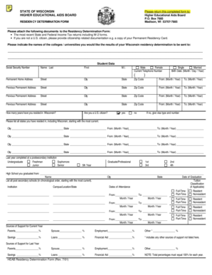 Wisconsin Residency Determination Form