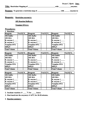 Restriction Mapping Form