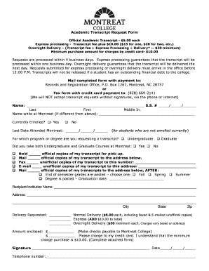 Academic Transcript Request Form